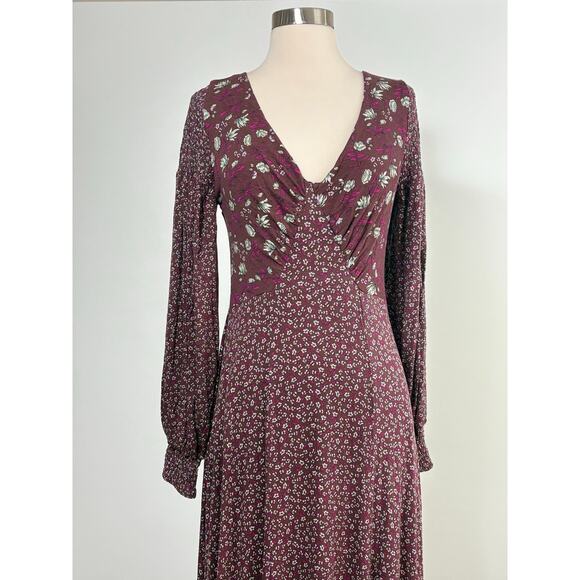 Free People Love  Story Maxi Dress in Rasin Combo Purple Size Medium NWT - Picture 6 of 12